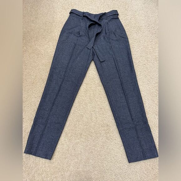 Massimo Dutti Wool Blue Grey Ankle Length High Rise Tapered Pants Sz US 6 EUC - Picture 1 of 14